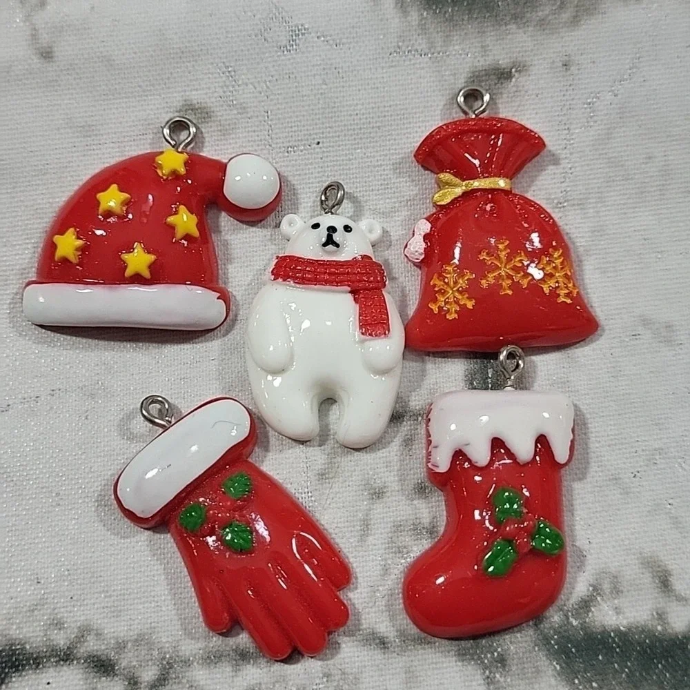 Vintage Christmas Charms Lot Of 26 Holiday Crafts Jewelry Making Santa Snowman‎